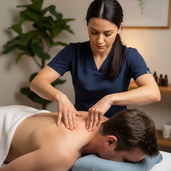 Deep tissue back and spine alignment massage